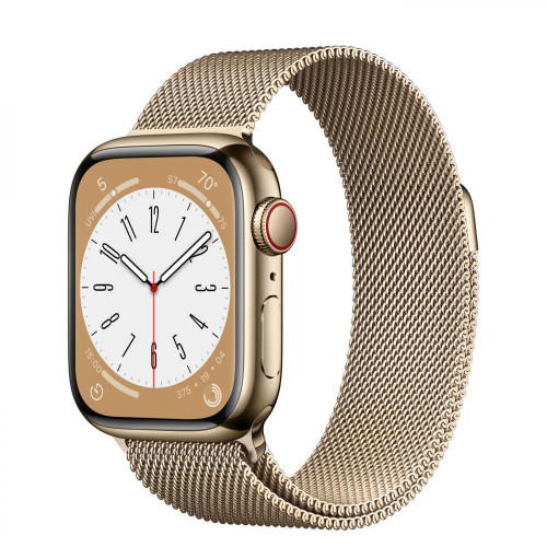 Apple Watch 8 + LTE 41mm Gold Stainless Steel Case with Gold Milanese Loop (MNJE3/MNJF3)